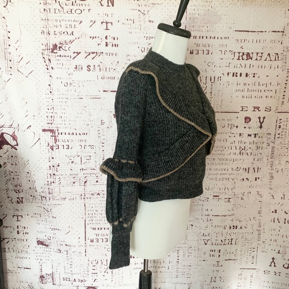 Grey ruffled crop sweater - Picture 5 of 7